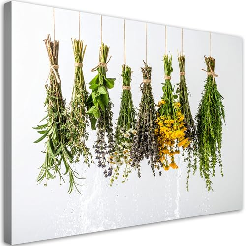 Feeby - Peinture sur toile pour la cuisine - Herbes aromatiques séchées - 45x30 1partie - Salon Peinture Tableaux - Moderne Tableaux