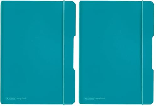 Herlitz Notizheft flex, PP, A5, 40 Blatt kariert, caribbean turquoise, Caribbean Türkis, 50015993 (Packung mit 2)