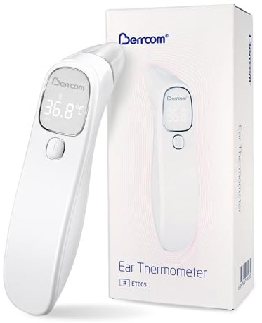 Berrcom Fieberthermometer Kontaktlos Stirn-und Ohrthermometer Digitales Medizinisches Thermometer Infrarot Stirnthermometer für Baby, Erwachsen mit Fieberalarm, sofort Ablesung