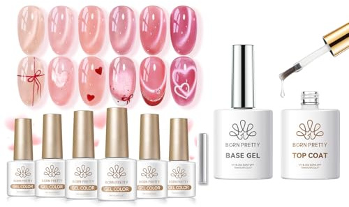 BORN PRETTY Cat Magnetic Eye U V Gel 6 Farben mit Magnet Base und Top Coat Gel U V Set