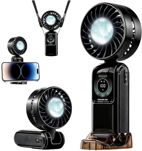 TOGETDREAM Ventilatore Portatile, Raffreddamento a Ghiaccio Ventilatori Portatili, 5 Velocità USB Ricaricabile Mini Ventilatores per Casa, Ufficio Camera da Letto Campeggio Viaggi e All’Aperto