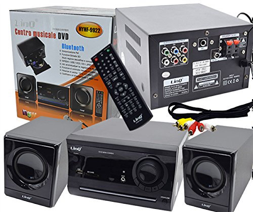 RGDIGITAL - IMPIANTO STEREO MUSICALE KARAOKE LETTORE DVD FILM HOME THEATRE 2.1 DOLBY USB RADIO FM BLUETOOTH LINQ HYHF-9922