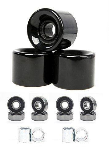 FREEDARE Skateboard-Rollen 58 mm 82a + ABEC-7 Lagerstahl und Distanzscheiben Cruiser Räder (schwarz, 4 Stück)