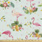 Lunarable Flamingo-Stoff von The Yard, Flamingo-Vogel, tropische Blumen, Früchte, Ananas, Vintage-Stil, Dekostoff für Polstermöbel und Heimakzente, 2 Yards, grün rosa