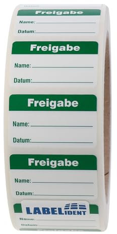 Qualitätssicherungsetiketten - Freigabe - 38 x 23 mm - 1.000 QS-Etiketten auf Rolle, Polyethylen weiß, ablösbar