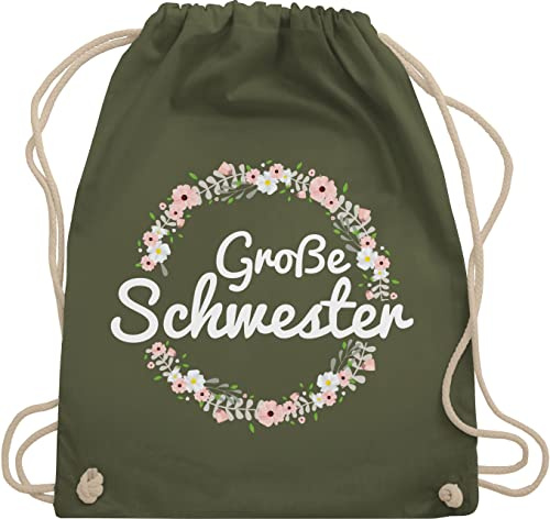 Turnbeutel Rucksack - Taschen - Große Schwester I Geschenk - Unisize - Olivgrün - geschenke für schwestern grosse big sister sis juterucksäcke die geschwisterkinder große+schwester+geschenk
