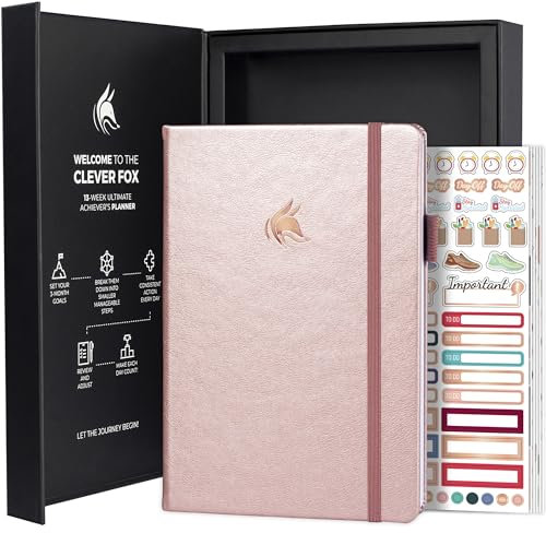 Clever Fox Ultimate Achiever’s Goal Planner - Focus & Productivity 90 Day Journal. Daily Weekly Monthly Planner Organizer & Hourly Schedule Notebook - Undated, Hardcover, A5 Size, Rose Gold