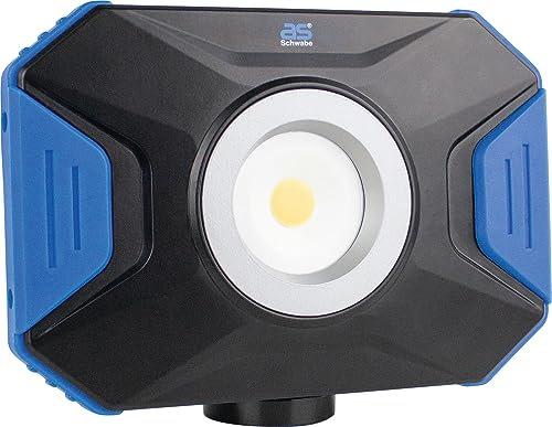 as - Schwabe ACCULINE FLEX LED Baustrahler 10 W 1100 Lumen - Mobiler Scheinwerfer mit Standfuß - 180° Schwenkbare Arbeitsleuchte - extrem robust und langlebig - spritzwassergeschützt IP54, 46360