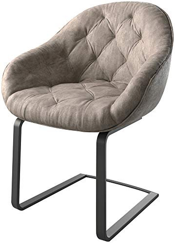 DELIFE Schwingstuhl Gaio-Flex Freischwinger flach Schwarz Taupe Vintage