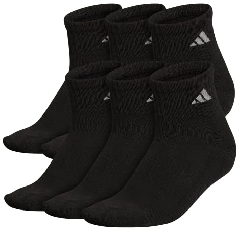 adidas Womens Athletic Cushioned Quarter Ankle Socks (6 Pairs) Durable & Comfortable