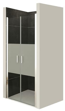 MOMENTS OF GLASS Box doccia porta doppia apribile 86-89 x 185 cm - Vetro di sicurezza parzialmente satinato ESG 6 mm, profili cromati #NM