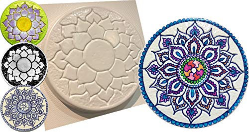 dennycraftmoulds.co.uk Mandala Lotus Flower Concrete or Plaster Mould Reusable ABS Mold