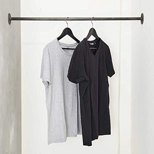 Kleiderstange Wandmontage Zwischen Zwei Wänden - Garderobenstange Nische 140 cm Breite - Industrial Schwarz Handgefertigt - Made in Germany - Garderobe Metall