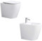Set Coppia Sanitari a Terra Dimensioni ridotte 51,5 cm, Rimless Senza Brida Coprivaso Soft-Close Incluso, fissaggi inclusi, set completo