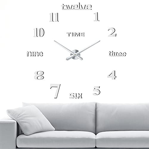 Comius Sharp Orologio da Parete Fai-da-Te, Orologio da Muro Design Moderno, Silenzioso, Facile da Montare, Usato per Decorare la Parete Vuota per Casa, Ufficio (80-100 cm) - Argento