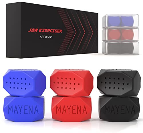 Jawline Exerciser for Men & Women - 3 Resistance Levels (6pcs) Silicone Jaw Exerciser Tablets for Beginner, Intermediate & Advance Users - Powerful Jaw Workout & Face Exerciser– Slims & Tones the Face