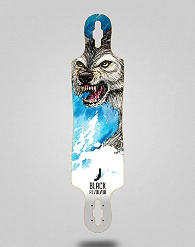 Black Revolver Skateboard, Longboard, Deck, 40 x 9, Acryl, Wolf