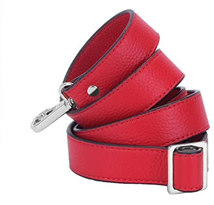 VanEnjoy Umhängetasche aus genarbtem Leder, verstellbar, 2,5 cm breit, Rot-Silber Schnallen,
