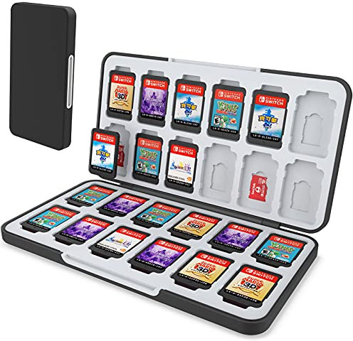 HEIYING Étui pour Carte de Jeu pour Nintendo Switch 2/Switch OLED&Lite,Étui pour Carte de Mémoire Noir Portable avec 24 Emplacements pour Cartes de Jeu et 24 Emplacements pour Cartes Micro SD