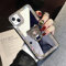 LUVI Kompatibel mit iPhone 13 Spiegel Hülle Niedlich für Frauen Mädchen Bling Glitzer Diamant Strass mit Ringhalter Loopy Finger Grip Kickstand Stand Cover Luxus Mode Handyhülle Silber