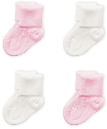 Prisco Calzini Neonato 0-3 Mesi in Cotone Filo di Scozia, Calze Neonatali Maschio o Femmina, Regalo Nascita Bimbo Bimba, 4 Paia (FEMMINA)