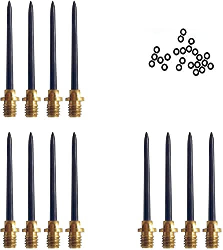 HERZWILD dartspitzen 12 pcs Dart gummiring - stahlspitzen metallspitzen f. steeldart (Gold-Black)
