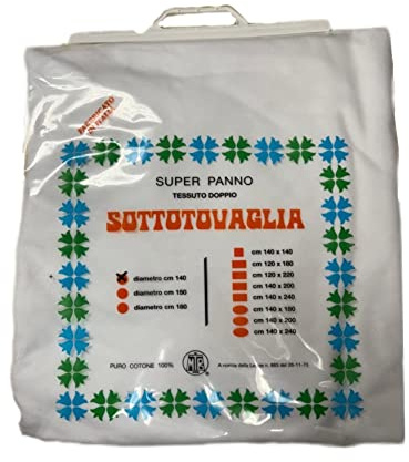 Generico PDA Tischdecke aus Molton Double B aus Baumwolle – 100% Baumwolle – Weiß (Durchmesser 140 cm für Tisch 110 cm)