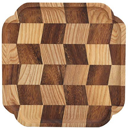 Wooden Tray, Tray Wooden Tray Tray Vintage Tray for Breakfast Tea Coffee Table Tray for Fruit Candy Food Home Decoration Wood and Walnut(20 * 20cm Viereck)