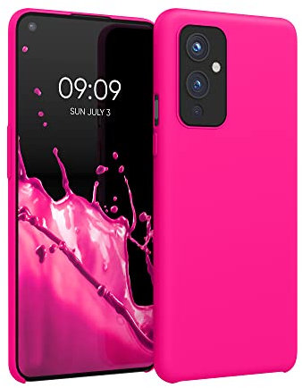 kwmobile Hülle kompatibel mit OnePlus 9 (EU/NA Version) Hülle - Silikon Handy Case - Handyhülle weiche Oberfläche - kabelloses Laden - Neon Pink