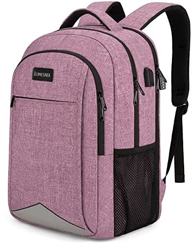 Lumesner Travel Laptop Backpack with USB Charging Port; 15.6 Inch Anti Theft Business Backpack for Men & Women; Water Resistant Computer Rucksack for School/Work/Travel