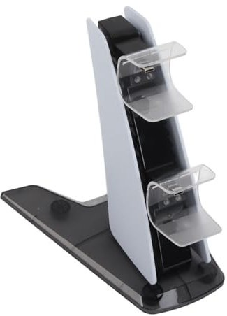 Bewinner Für PS5-Controller-Ladestation, Wireless-Controller-Ladestation mit Zwei Anschlüssen mit Umgebungslicht, für PS5 Dual-USB-Schnellladestation(Weiß)