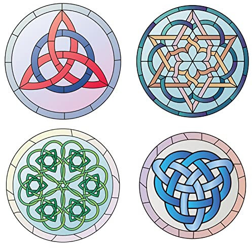 GORGECRAFT 8 St 6.3 Zoll Knoten-Fensteraufkleber Statisches Triquetra-Symbol Glas-Schiebetür-Aufkleber Haftet wasserdichte Vinylfolie Schlafzimmer-Badezimmer-Aufkleber Haustieren Vorzubeugen
