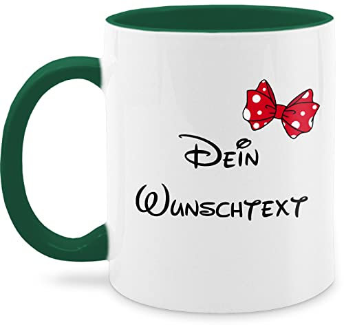 Tasse Tassen 325ml - Aufdruck selbst gestalten - Spardose Wunschtext Schleife I - 325 ml - Dunkelgrün - girlfriend mugs custom mug personalisierte freundin glühweintassen text paartassen