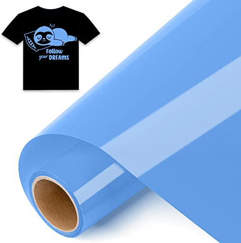 IModeur 8 Ft vinilo textil Azul cielo - 30,5 x 244 cm vinilo Azul para Cricut Maker, Silhouette Cameo, vinilo textil termoadhesivo para ropa, gorras, pantalones, otros tejidos