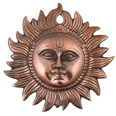 Craft Trade Kupfer Metall Wanddekoration Statue Glück Sonne Idol Vastu-Artikel für Aufhängung Dekor Wohnzimmer und Schlafzimmer- 20 cm