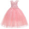 LOLANTA Vestiti Cerimonia Comunione Bambina,Abito Eleganti Bianoco Rosa Blu(6-7 Anni,Rosa,Tag 130)