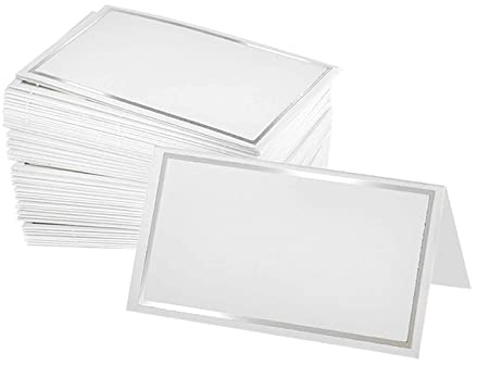 50PcsWhite Wedding Name Cards Folded Table Name Cards Blank Table Name Place Cards for Table Setting for Elegance Cards for Birthday Banquet Events Reserved Seating (8.4x5.1cm)