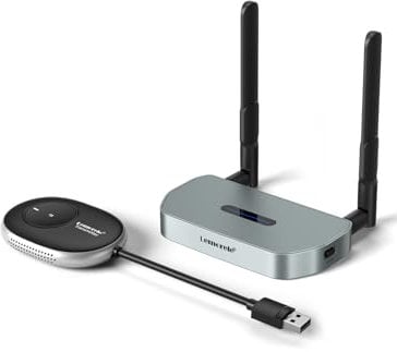 HDMI Wireless, Lemorele 164FT/50M Trasmettitore e Ricevitore HDMI senza Fili 1080P HDMI+VGA Doppio Schermo con Trasmettitore Wireless USB A 5G Streaming Audio-Video da PC, Laptop a HDTV, Proiettore