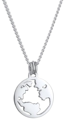 Kuzzoi Herren Halskette handgefertigt aus 925 Sterling Silber modische Kette mit Weltkugel Coin Anhänger (15 mm) für Männer, Länge 55 cm