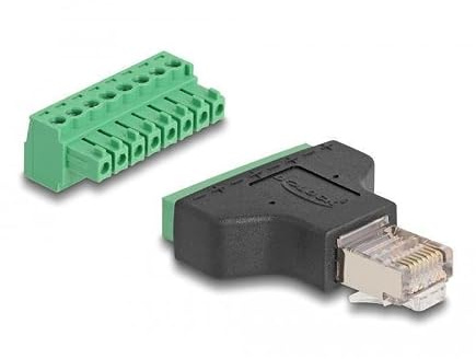 DeLOCK Adapter RJ45-Stecker > Klemmenblock mit 8 Kontakten und 2 Teilen 3,81 mm Marke