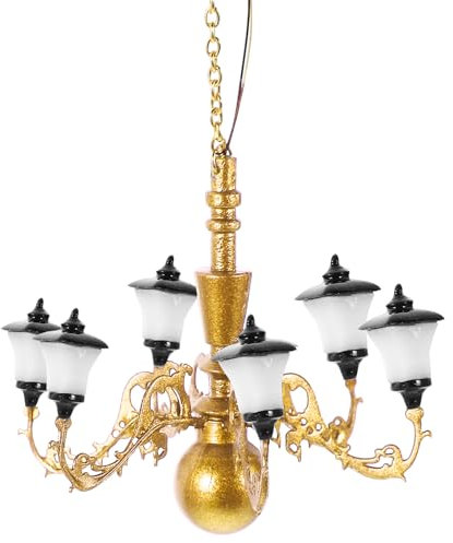 Angoily Miniatur-Deckenlampe Kronleuchter Im Maßstab 1:12 Puppenhaus-Kronleuchter-Modelle Winzige Led-Deckenleuchte Sandtisch-Hängeleuchte Für Puppenhaus-Möbeldekoration