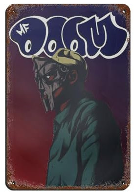 MF DOOM Hip Hop Poster 2 Blechschilder, Vintage-Stil, Metall, Pub, Club, Café, Bar, Zuhause, Wandkunst, Dekoration, Poster, Retro, 20 x 30 cm
