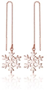 SLUYNZ 925 Sterling Silber Schneeflocke Ohrhänger Kette für Damen - Weihnachten Ohrringe Lange Einfädler