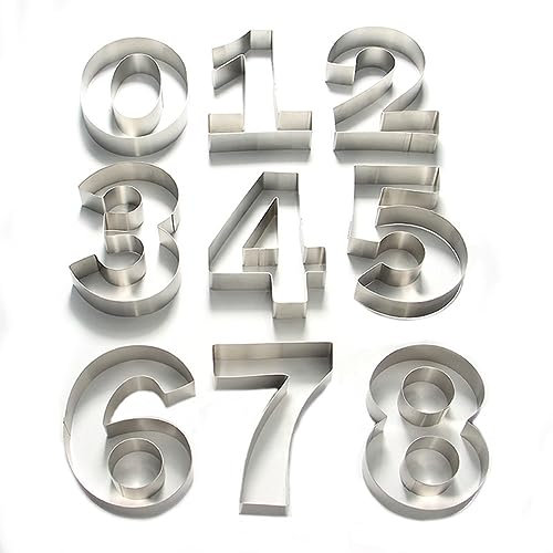 1 lot de moules à gâteau en forme de chiffres de 0 à 8 - Outils de décoration de gâteaux - Moule à pâtisserie pour la cuisson en acier