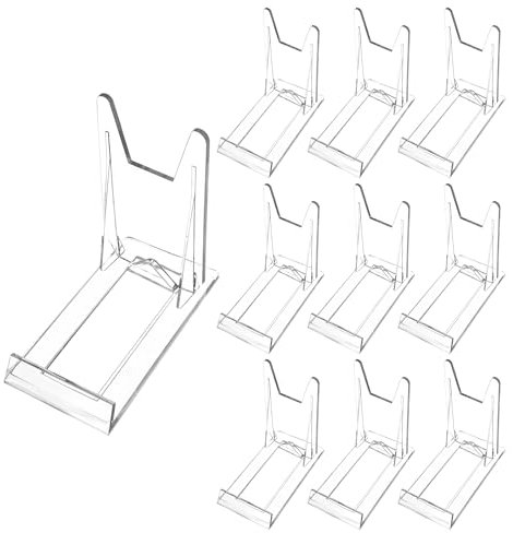 TYSM-CC 10 PCS Support Assiette Decorative Transparent Plastique Presentoir Livre Chevalets et Support Assiette ou Porte Assiette Support Cadre Photo pour Menu publicité Assiette Photo