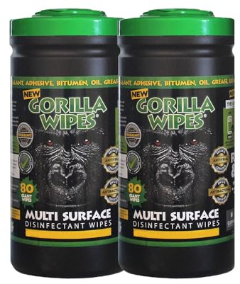 Gorilla Antibacterial Degreasing Wipes Twin Pack – 2 x 80 Multi-Surface Disinfectant Industrial Cleaning Wipes