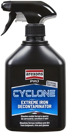 Arexons Pulitore Cerchioni Car Care Pro CYCLONE - Super Decontaminante | Rimuove Residui Ferrosi, Vetri e Cerchioni, Fase di Prelavaggio, 500ml