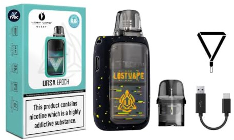 TVDC Lost Vape Ursa Epoch Pod Kit, 1000mah Built-In-Battery, 0.42 OLED Display, Adjustable Airflow Control, USB-C 2AMP Fast Recharging, 2ml Cartridge No Nicotine (Arcade Era)