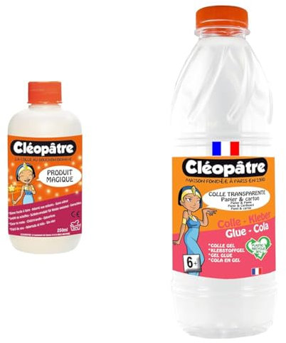 CLEOPATRE - Produit Magique pour Faire du Slime Format de 250ml & CLEOPATRE- Colle Transparente - Flacon de Recharge au Format de 1 kg