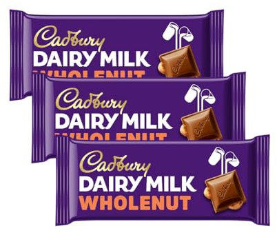 Milk WholeNut Chocolate Bar Bundle x 3 (3 x 120g, 360g Total) – Creamy Milk Chocolate with Crunchy Hazelnuts – Delicious Treat for Sharing, Gifting & Snacking